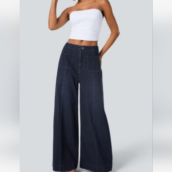 HALARA NEW Flex High Waisted Wide Leg Stretch Denim Jeans Size M - Picture 2 of 8